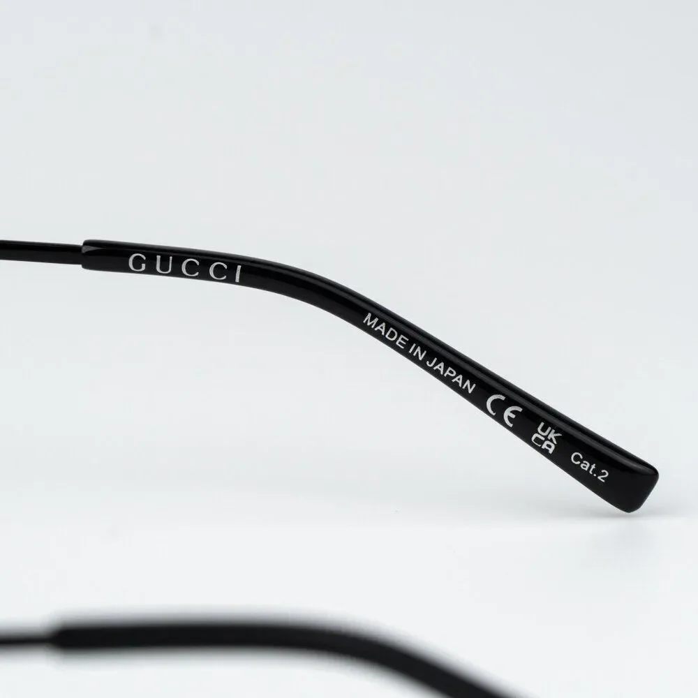 Gucci Women Sunglasses Metal Black Green Square GG1876S 004 NEW AUTHENTIC